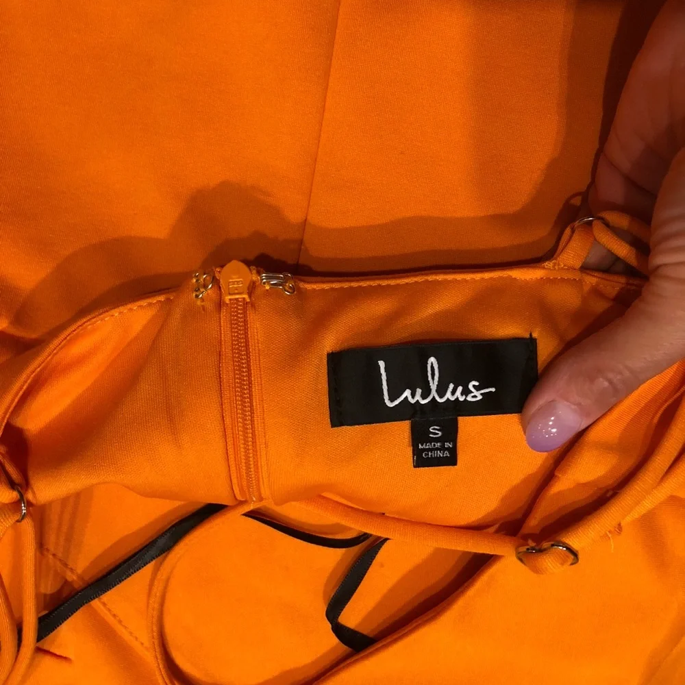 Lulu’s Orange Ruffle Dress - Picture 2 of 5